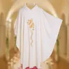 Costumes de religion sainte prêtre de l'église catholique chasuble brodée de poisson blanc sans col vêtements de masse 3 styles