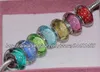 7pcs S925 argento sterling firma colore fluorescenza perline in vetro di Murano misura bracciali Pandora fascino europeo collane252F