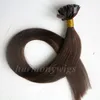 Extensions de cheveux humains à pointe plate pré-collées 50g 50Strands 18 20 22 24 pouces # 4 / Produits capillaires indiens brésiliens brun foncé