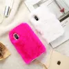Cute Warm Rabbit Fur Case For iPhone 5 5S SE 6 6S 7 8 Plus Case Hard PC Cover For iPhone X 10 Bling Diamond Women Bag Case