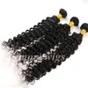 Wefts Virgin Hair Bundles Brasilianska Human Hair Weaves Deep Wave Curly 8 ~ 34 tum 100% obearbetad peruansk indisk malaysisk bulkhår exte