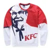 Moletom Masculino Moda de Alta Qualidade Moletom 3D KFC Impresso Gráfico com Gola Dupla Moletom Com Capuz Pulôver