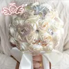 Handmade Rose New Bridal Bouquet Wedding Accessories Brooch Crystal Pearl Wedding Bouquet Holding Flowers284u