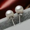 925 srebrna perłowa biżuteria romantyczna urok prosty 6810 mm Pearl Ball kolczyki 4445134