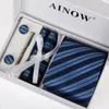 neck tie set mans neck tie striped knit tie business suit fashion men's wedding knitwear gift boxes set