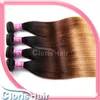 Wefts blond ombre malaysiska jungfruliga hår raka buntar tre ton 1b 4 27 ombre förlängningar billiga mörka rötter blond rak mänsklig hai