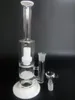 Ny vit jade glas bong glas rökning rör glas vattenrör med en perc och en stänkskydd 11 inches hög (GB-257)