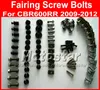 دراجة نارية Fairing screw screw kit لهوندا 2009 2010 2012 CBR600RR ، CBR 600 RR 09-12 CBR 600RR أسود fairings مسامير الترباس مسج مجموعة