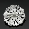 Silver Tone Clear Rhinestone Crystal Broche Bloem Meisjes Corsage Mode Broche Bruiloft Bruids Boeket Pins Broches B634