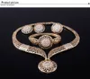 African Jewelry Sets Women Wedding Round Crystal Necklace Bracelet Ring Earring 18K Gold Plated Bridal Jewellery Set