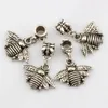 100 sztuk Antique Silver Bees Charms Urok Wisiorek Dla Biżuterii Bransoletka Naszyjnik DIY Akcesoria 28 * 21mm