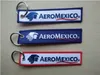 Aero Mexico Airlines Aeromexico Stoff-Stickerei-Schlüsselanhänger, hergestellt von Twill + Ring mit Merrow-Rand, kundenspezifisch, 13 x 2,8 cm, 100 Stück