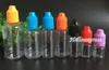 Vente chaude 30 ml PET e bouteilles en plastique liquides avec bouchon de sécurité enfant preuve et compte-gouttes long et mince pour e-liquide e bouteille de jus vide