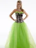 Nowe przybycie kamuflaż sukienki druhna ukochana kamuflaż nadruk marszczony zielony tiul sukienki