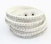 Fashion Rhinestone Slake Suede Leather Wrap Bracelet Handmade Velvet Crystal Alloy Rivet Charm Bracelets 12pcs/lot 9 Colors free shipping