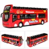 Alloy Bus Model, Sightseeing Bus, Tourist Coach Toy, with Light, Music, Pull back Car, for Kid' Gifts, Collecting, Decoration, 3 Colors