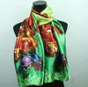 1 pièces rouge violet Rose Rose vert foulards femmes mode Satin peinture à l'huile longue enveloppe châle plage foulard en soie 160X50cm