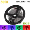 RGB Led Strip 5050 5M 150LEDs DC12V 30LED/M Flexible Light Ribbon Lamps With 12V 36W Power + 44 key Remote Controller