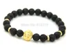2015 New Arrival Mens Beaded Jewelry Wholesale 8mm Lava Stone Beads Gold Lion Head Bracelets Party Gift