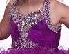 Cupcake Pageant Dresses Girls Purple Ball Gowns Organza Pärled Crystals Short Children 2019 Flower Girl Special Party Dress 3100486