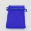 Gorąco ! Sapphire Blue Organza Prezent Torby 20x30 cm / 4 cale ze sznurkiem (003585)