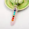 2015 Handmade Bullet Natural Rose Quartz Gemstone Pendant with seven stone for women jewelry necklace