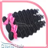 Trames Impressionnant Mélange Longueur 2 pcs Non Transformés Bouclés Péruvienne Vierge Vague Profonde Extensions de Cheveux En Gros Boucles Profondes Cheveux Humains Weave Bundles