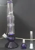 2015 시원한 Glass Bong Double 4 암 Recycler 유리 수관 트리 퍼콜 레이트 새장 퍼크 봉 13 "inch 무료 배송