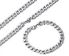 Nieuwe aankomst Fantastisch zilver 6 mm/8 mm roestvrijstalen mode zachte NK Curb Link Chain ketting armband sieraden set voor unisex