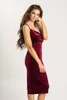 Sexy Burgundy Cocktail Dresses Velvet Summer Spaghetti Knee Length Party Dresses Black Cheap