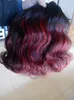 ny stil brasiliansk remy tf1b / 425 hår väft ombre röd färg mänskliga hårförlängningar 110g en bunt
