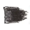 Klipp i mänskliga hårförlängningar Afro Kinky Curly Brasilian Virgin Human Hair Extensions Clips Ins 7pcs/Set for Whole Head G-Easy Free Frakt