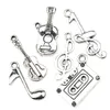 Note Music Theme Treble Clef Eighth Guitar Charm Beads 120pcs lot Antiqued Silver Pendants Jewelry DIY LM412878