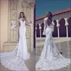 2016 Trendy Mermaid Sexy Wedding Dresses Long Sleeve High Neck Open Back Lace Bridal Gowns Sweep Train Long White Beach Dresses for Wedding