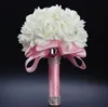2016 Elegante rosa fiori artificiali da sposa Bouquet da sposa Bouquet da sposa Cristallo Royal Blue Nastro di seta Nuovo Buque De Noiva 6 Colo4075270