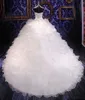 Vestidos de novia de princesa Vestidos de novia largos de cristal de lujo Cuello en forma de corazón con cordones en la espalda Organza Whit Ivory Vestidos de boda baratos