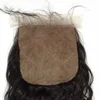 Fermeture de cheveux Extensions de cheveux péruviens vierges couleur naturelle partie centrale fermetures en soie (4x4) avec faisceaux cheveux 3pc vague profonde