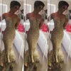 Sparkling Sequined Gold Ruffles Mermaid Prom Dresses Sexy Sweep Train Split Side Long Formal Sweetheart Party Gowns Custom made