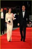 Kate Middleton Original Celebrity Dresses Red Carpet Dresses Crew Sheath White Satin Floor Length Evening Dresses Long Sleeve Front Slit