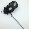 Nieuwe Sexy Zwarte Maskers op Stick Bloem Terzijde Half Gezicht Venetiaanse Maskerade Party Masker Halloween Props Nieuwigheid Geschenken Gratis Verzending