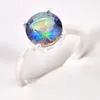 Luckyshine 10 قطع الكثير مستديرة جولة متعددة الألوان Mystic Topaz Gem 925 Sterling Silver Rings للنساء الرجال CZ Rings 303W