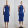 HAOYUAN Fora Do Ombro Bodycon Vestido Sem Mangas Voltar Com Zíper Robe Sexy Vestido Clube Vestidos Oco Out Azul Vermelho Rosa Vestidos de Festa q1110