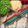 22pcs /セット多色アルミニウムかぎ針編みフックのフックの針ニット織りウィーブクラフト糸縫い工具かぎ針編みフック
