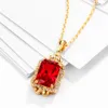 2.0ct Princesa Corte das Mulheres Pingente Colar Corrente Ruby Quadrado Acessórios Sólidos Jewerly para todas as ocasiões