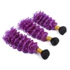 ブラジルのオムレ紫色の処女の人間の髪の伸びの深い波の暗い根1b紫色のオムレのバージンレミー人間の髪の毛織り束3本のポインズ