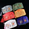 Bordado dupla Retângulo Zipper sacos Coin Purse favor de partido Tassel presente cetim Embalagem Sacos Mulheres bolsas de telefone celular 10pcs / lot