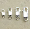 lobster claw clasps with ring real jewelry part 925 sterling silver clutch for necklace 8mm 10mm 12mm 14mm 10pcs/lot drop shipping yk-0042-4