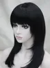 Livraison gratuite belle charmante chaude Excellent Jet Black Long Straight Bangs Femmes dames Daily Hair perruque