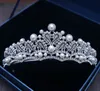 Luxo Cristais de Prata Coroas de Casamento Pérolas Brilhantes Tiaras de Noiva Strass Peças de Cabeça Tiara Acessórios de Cabelo Baratos Coroa de Concurso