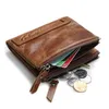 high quality fashion short coin purse super slim brown black business style double zipper men designer cowhide genuine leather wal227O